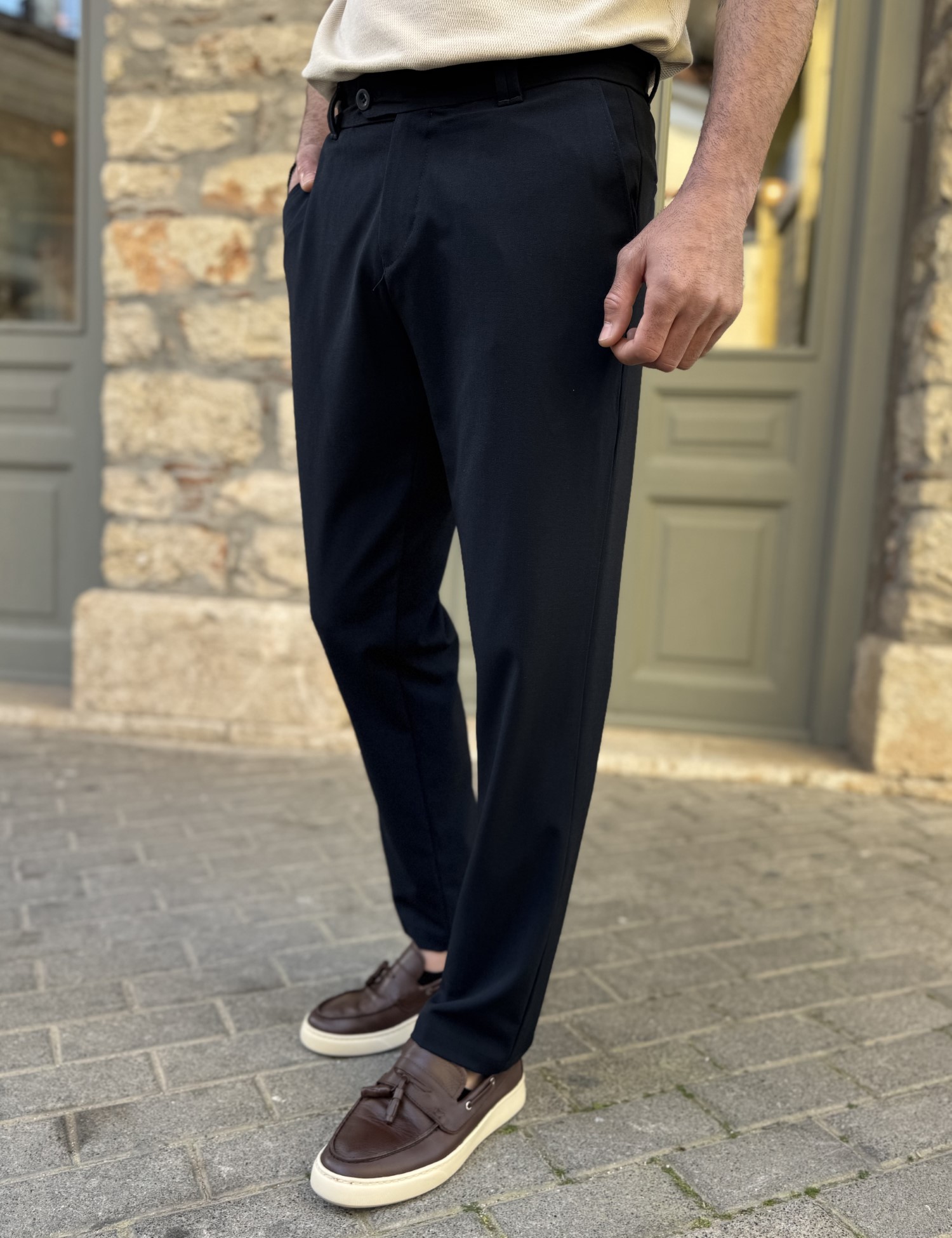 Ανδρικό μπλε υφασμάτινο ίσιο παντελόνι FCL5300N φωτογραφία